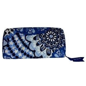 Vera Bradley Blue Star Medallion Flower Change Purse Credit Cards Zipper Wallet
